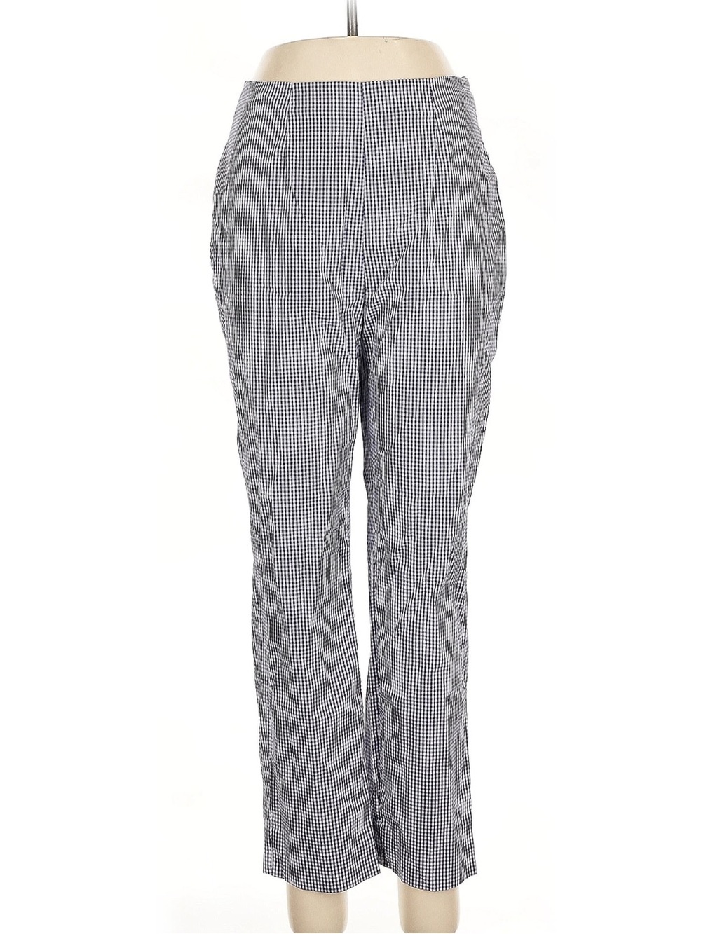 Piazza Sempione Audrey Gingham Checkered Pants Navy Blue White IT 46 or US 10